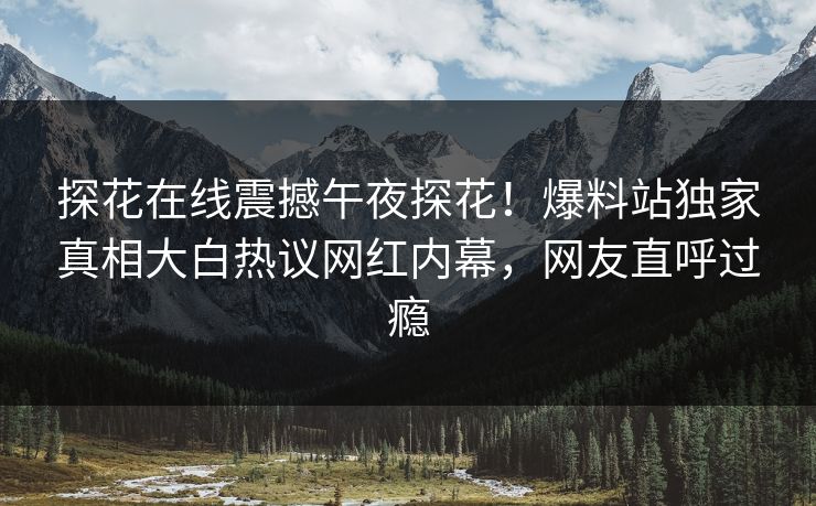 探花在线震撼午夜探花！爆料站独家真相大白热议网红内幕，网友直呼过瘾