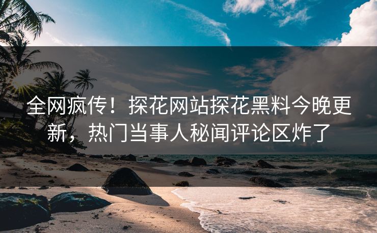 全网疯传！探花网站探花黑料今晚更新，热门当事人秘闻评论区炸了  第1张