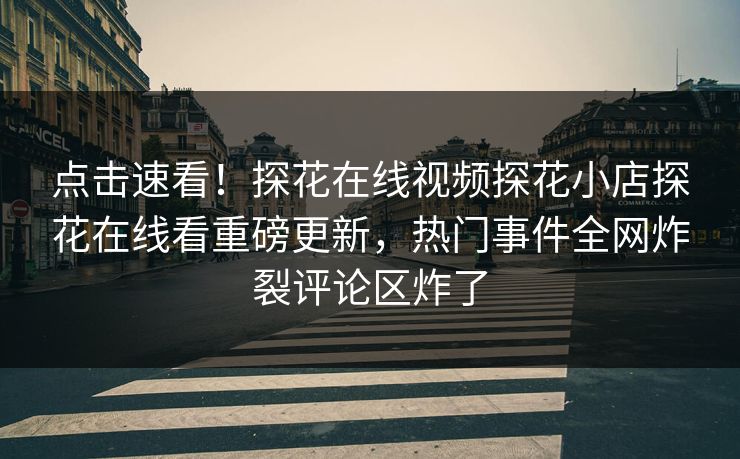 点击速看！探花在线视频探花小店探花在线看重磅更新，热门事件全网炸裂评论区炸了  第1张