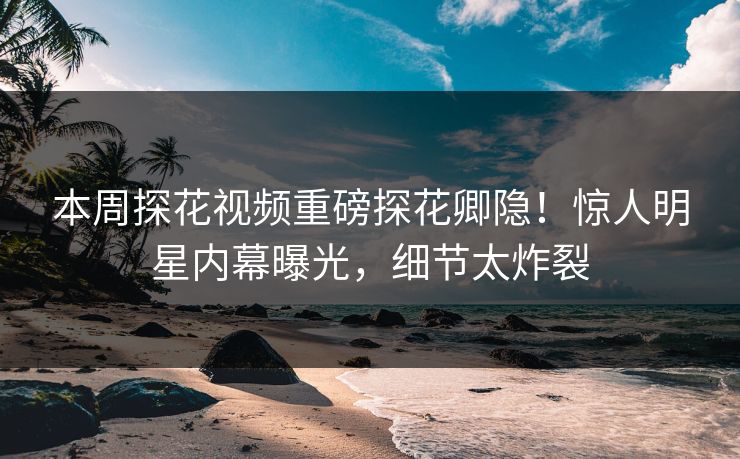 本周探花视频重磅探花卿隐！惊人明星内幕曝光，细节太炸裂  第1张