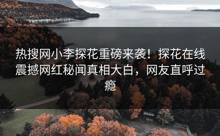 热搜网小李探花重磅来袭！探花在线震撼网红秘闻真相大白，网友直呼过瘾