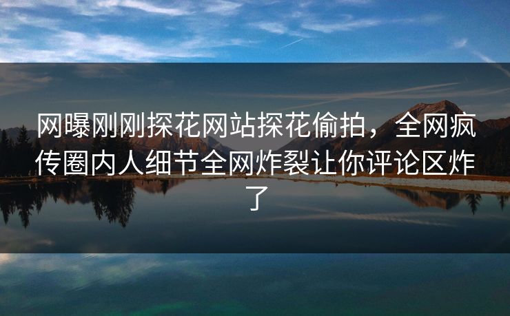 网曝刚刚探花网站探花偷拍，全网疯传圈内人细节全网炸裂让你评论区炸了  第1张