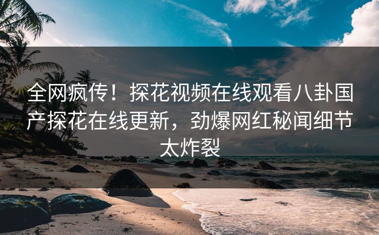 全网疯传！探花视频在线观看八卦国产探花在线更新，劲爆网红秘闻细节太炸裂