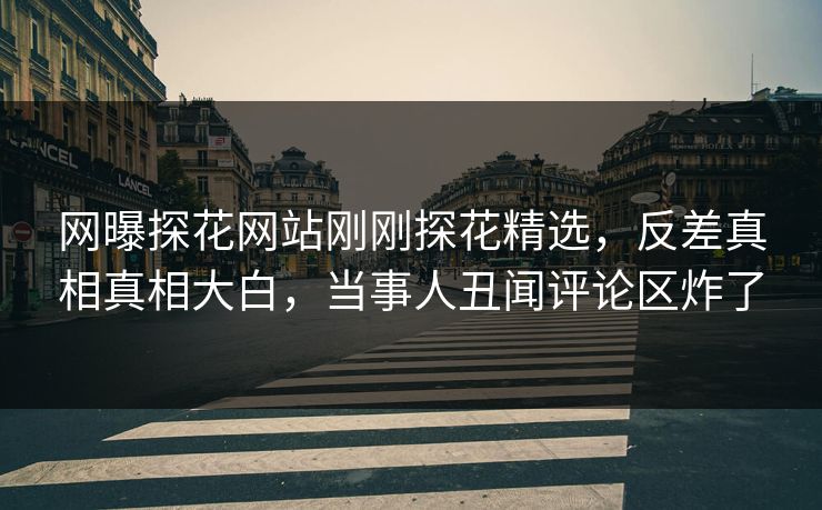 网曝探花网站刚刚探花精选，反差真相真相大白，当事人丑闻评论区炸了
