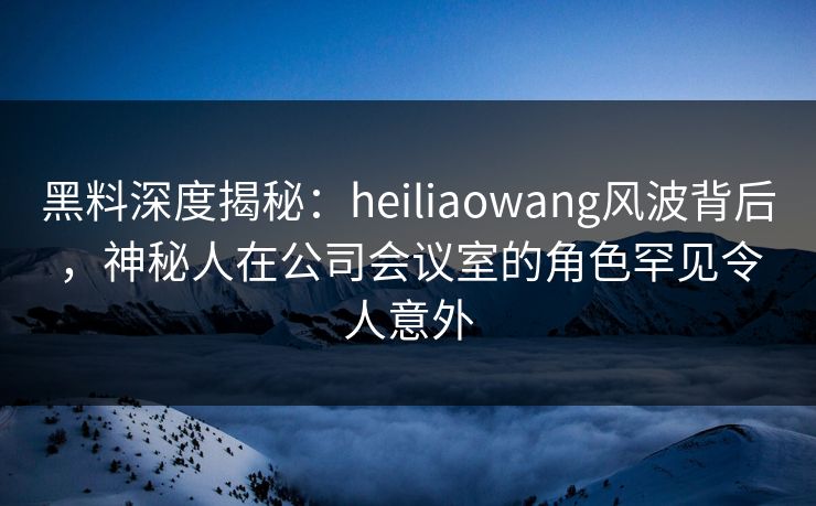 黑料深度揭秘：heiliaowang风波背后，神秘人在公司会议室的角色罕见令人意外  第1张