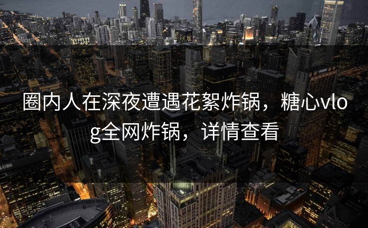 圈内人在深夜遭遇花絮炸锅，糖心vlog全网炸锅，详情查看