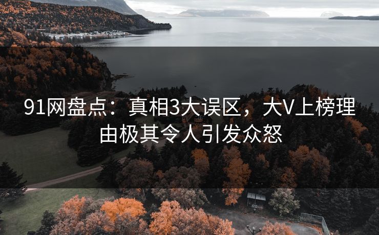 91网盘点：真相3大误区，大V上榜理由极其令人引发众怒