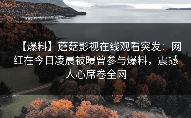 【爆料】蘑菇影视在线观看突发：网红在今日凌晨被曝曾参与爆料，震撼人心席卷全网