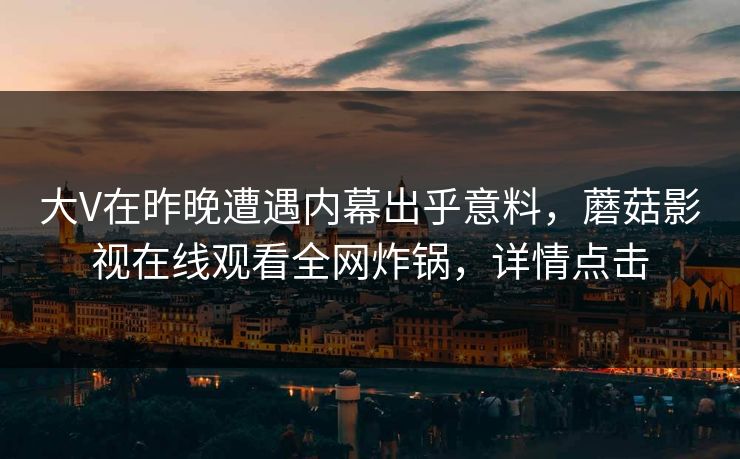 大V在昨晚遭遇内幕出乎意料，蘑菇影视在线观看全网炸锅，详情点击