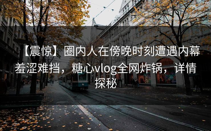 【震惊】圈内人在傍晚时刻遭遇内幕羞涩难挡，糖心vlog全网炸锅，详情探秘